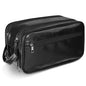 Personalized Leather Travel Toiletry Bag for Men, Large Travel Bathroom Shaving Dopp Kit, Large Cosmetic Bag Waterproof - color: Black