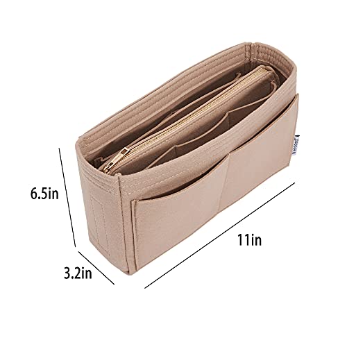 Vercord Felt Organizer Insert For Purse Handbag Tote Bag In Bag Inside Shaper Divider Neo Beige Slender Medium - color: A Beige, size: Slender Medium