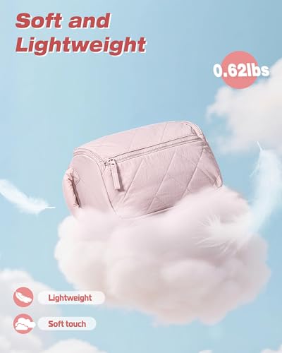 Marscamd Travel Toiletry Bag for Women, Water Resistant Makeup Organizer with Wide-Open Design for Toiletries and Cosmetics, Pink (Bag Only) - color: Pink