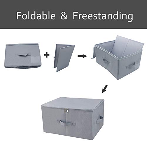iwill CREATE PRO 17.6"x 13.6"x 9.7",Dust-proof Closet Clothes Storage Boxes with Zip Lid, Breathable Fabric & Collapsible Design Organizer Bins for Clothing Toy Dolls Shoes Blankets, Light Gray, 2pcs - color: Light Gray