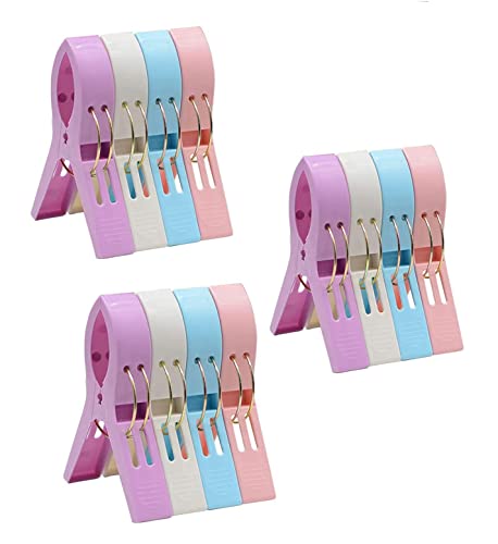 Strong Beach Chair Towel Clips Heavy Duty Pool Cover Clamps Cruise Ship Plastic Travel Clothespins Pack 12 - color: 4.3inch Plastic Clothespins Pack 12