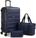 Hoteel Luggage Sets 3 Piece, 4-Yr Warranty, PC+ABS Suitcases with Wheels and Side Hook, Hardshell 20 inch Luggage with Duffel Bag Travel Bag, Dark Blue - color: Dark Blue, size: 3 Piece Set (20/DB/TB)