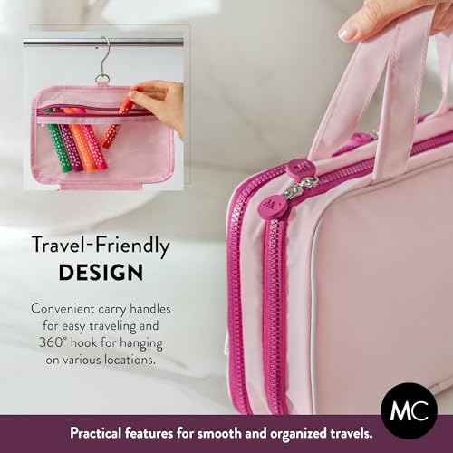 Kids Travel Organizer – Multi-Compartment, Water-Resistant Hanging Bag for Toys, Snacks, & Activities - Compact, Lightweight Design with Hook & Carry Handle - Perfect for Travel Use (Pink, Small) - color: Pink, size: Small