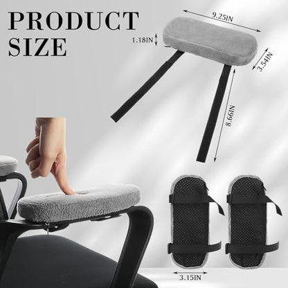 Threlaco 2 Pcs Office Chair Armrest Pads Soft Foam Office Chair Arm Covers Fluffy Flannel Gaming Armchair Armrest Cushion for Elbows and Forearms Support Pressure Relief(Gray) - color: Grey