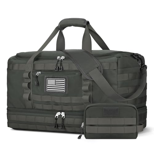 ETRONIK Travel Bag for Men Women, Gym Bag & Tactical Duffle Bags for Travel, Carry on with Toiletry Bag and Shoe Compartment, Weekender Overnight Trip with Wet Pocket for Workout Medical, Gray - color: Grey, size: Medium