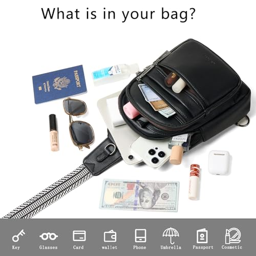 Leresas Sling Bag for Women Cross Body Bags Fanny Packs Over the Shoulder Bag Sling Backpack Vegan Leather Trendy Gifts Travel Handbag Black - color: Black