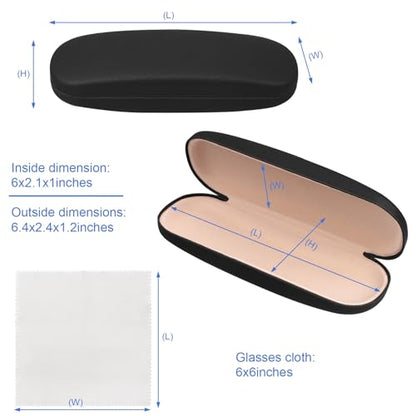 Joyberg Glasses Case, 2 Pack Eyeglass Case with Cleaning Cloth, Glasses Case Hard Shell Fits Most Glasses - color: Black