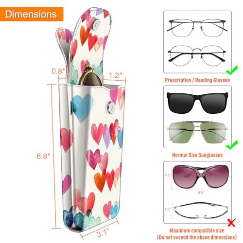 FINTIE Double Glasses Case with Carabiner Hook, Portable Vegan Leather Eyeglass Case Anti-scratch Sunglasses Pouch - color: Raining Hearts