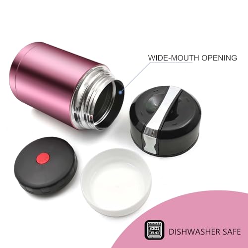 28oz Soup Thermos, Stainless Steel Thermos for Hot Food, Wide Mouth Food Thermos Jar, Insulated Lunch Container Leak Proof Vacuum Thermal Flask(rosered) - color: rosered-28oz