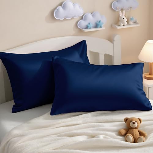 NTBAY Egyptian Cotton Toddler Pillowcases - Set of 2 - Travel Pillow Cases - 500 Thread Count Cotton 13x18 Pillow Covers - Envelope Closure Nursery Pillowcases, 13x18 Inches, Navy Blue - color: Navy Blue