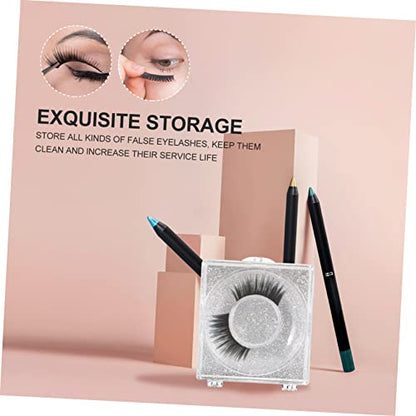 WOONEKY 6pcs Transparent False Eyelash Storage Box Compact Organizer for Packing and Travel Beauty Salons and Personal Use