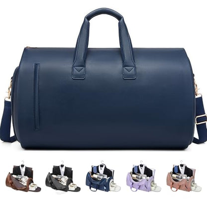 Convertible Garment Bag, Carry on Garment Duffel Bag with Shoulder Strap, Men's Women's Travel Clothing Bag with Shoe Compartment, 2-in-1 Hanging Suitcase Suit Business Travel Bag (Blue) - color: Blue