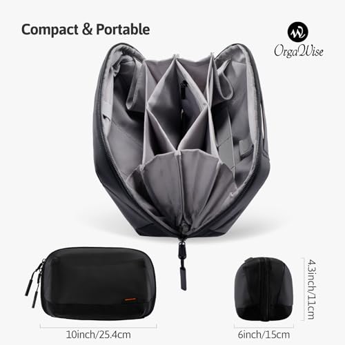 OrgaWise Electronics Organizer, Electronic Accessories Bag Travel Cable Organizer Three-Layer for iPad Mini, Kindle, Hard Drives, Cables, Chargers - color: Pouch-Black