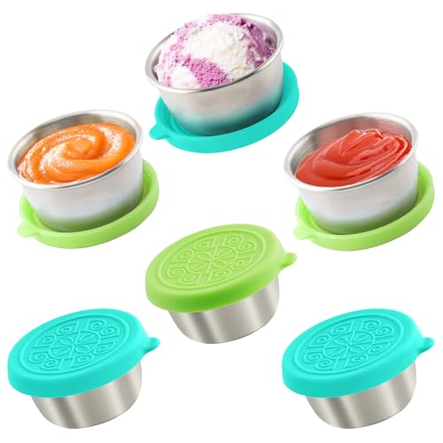 6x1.6 Oz Salad Dressing Containers With Lids, Small Leakproof Reusable Stainless Steel Salad Dressing Container To Go For Lunch Boxes,Sauce containers, Picnics,Travel Meal Prep And Kitchen Storage. - color: Aurora, size: 1.6oz