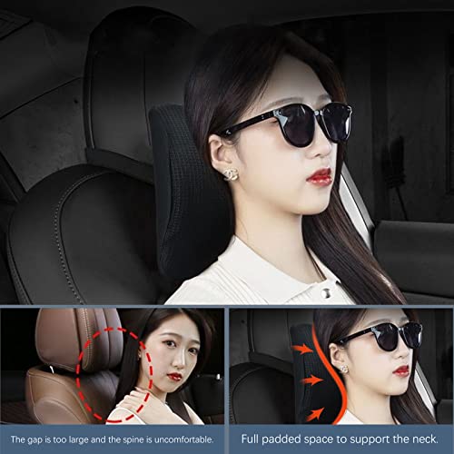 SPRFUFLY Make Relaxing Car Headrest Pillow, Car Pillow for Driving with Adjustable Strap, Breathable Removable Cover & Ergonomic Design - Softness Travel Car Neck Support Pillow(Black, 1PC) - color: Black