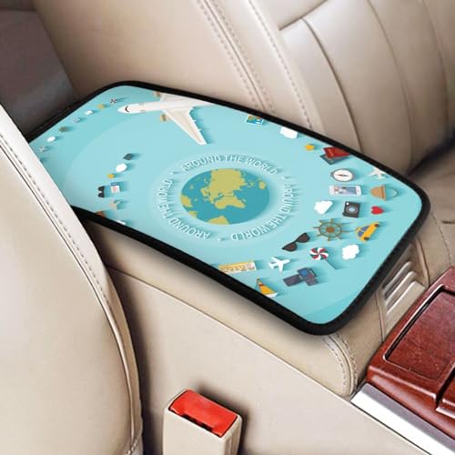 Travelling on Airplane Car Center Console Pad,Auto Armrest Seat Box Cover Pad Universal Car Accessories Interior Protection for Most Vehicle,SUV,Truck