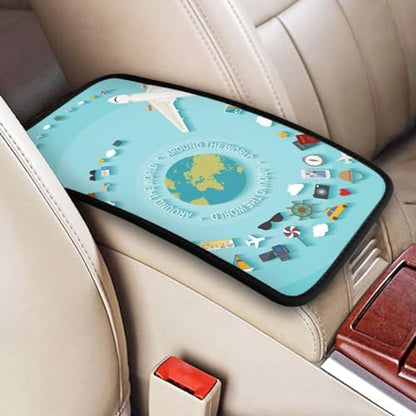 Travelling on Airplane Car Center Console Pad,Auto Armrest Seat Box Cover Pad Universal Car Accessories Interior Protection for Most Vehicle,SUV,Truck