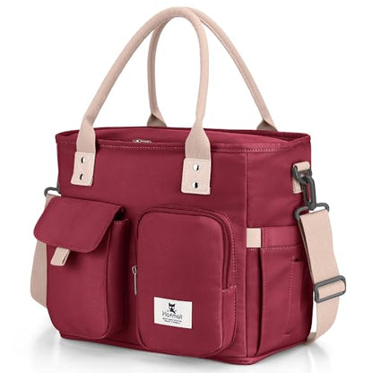 Hafmall Large Insulated Lunch Bag for Adults, Wide Opening Insulated Bag with Shoulder Strap,Loncheras para Mujer, Reusable Adult Lunch Tote Bag For Work, Picnic(Red) - color: Red