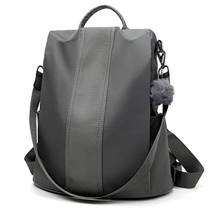 PINCNEL Women Backpack Purse Waterproof Nylon Anti-theft Rucksack Lightweight Shoulder Bag - color: Gray, size: Large