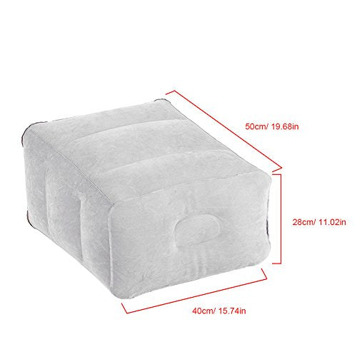 Inflatable Travel Foot Rest for Kids, Lightweight Compact Multi Functional Airplane Car Leg with Carry Bag, PVC Inflatable Footstool