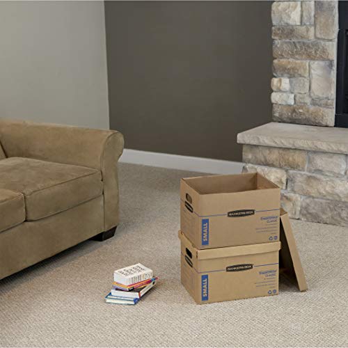 Bankers Box Small Classic Moving Box 5 Pack, Reinforced Handles, Tape-Free Assembly, Box with Lid, 15-in x 12-in x 10-in (7714902) - size: 5 Pack