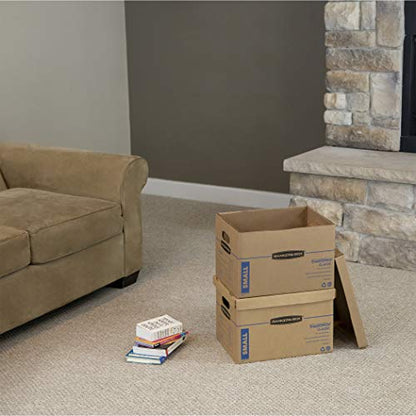 Bankers Box Small Classic Moving Box 5 Pack, Reinforced Handles, Tape-Free Assembly, Box with Lid, 15-in x 12-in x 10-in (7714902) - size: 5 Pack