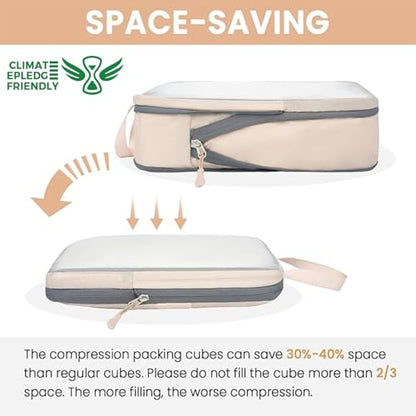 BAGAIL 6 Set Ultralight Compression Packing Cubes Packing Organizer for Travel Accessories Luggage Suitcase Backpack - color: Beige70D, style: Mesh Pattern