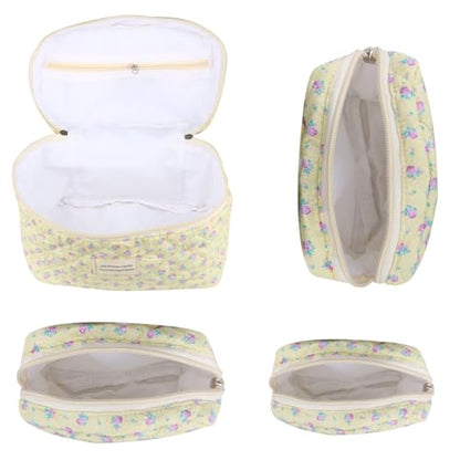 NATINSA Cute Makeup Bag for Women(2 Pcs), Travel Cosmetic Bags, Quilted Coquette Aesthetic Floral Toiletry Organizer Bag (44 - Purple Rose/4PCS) - color: 44 - Purple Rose/4PCS