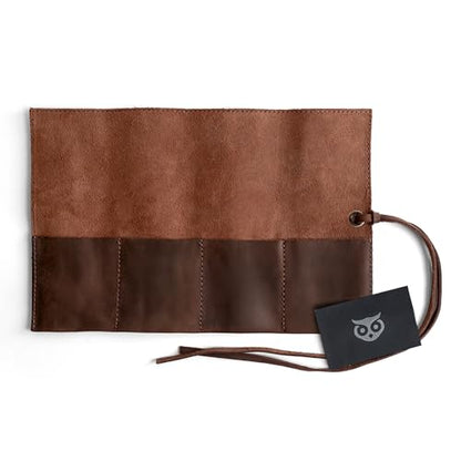 Hide & Drink, Leather Watch Roll Organizer Handmade from Full Grain Leather, Holds Up to 4 Watches, Easy Carry On Watchlover Storage (Bourbon Brown) - color: Bourbon Brown