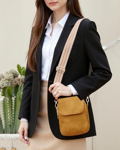 Fashion Small Crossbody Bags for Women Trendy Designer Cell Phone Purses Wallets with Card Holder Anti Theft Travel - color: Yellow
