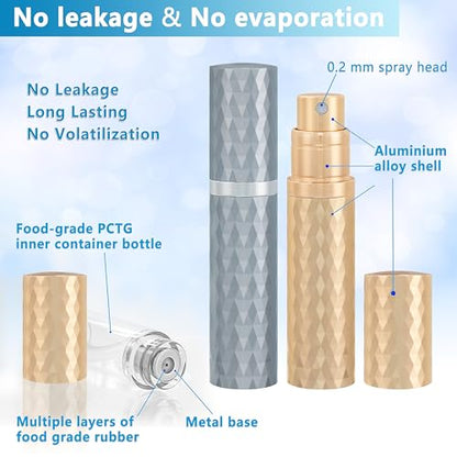 Travel Perfume Atomizer Bottle Refillable - 3-Pack 5ml Leakproof Fragrances Perfume Atomizer, Portable Perfume Sprayer, Perfume Refillable Bottle for Traveling (Black & Gray & Gold) - color: Black & Gray & Gold