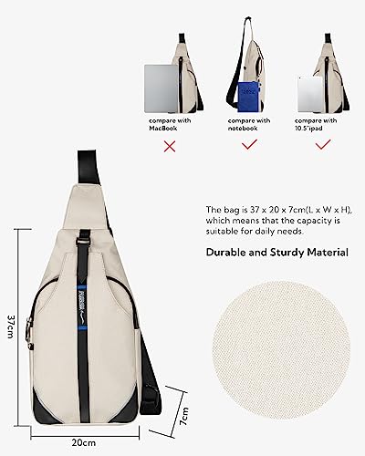 WATERFLY Medium Crossbody Sling Backpack Anti Theft Backpack for Traveling Chest Shoulder Bag - color: White(medium)