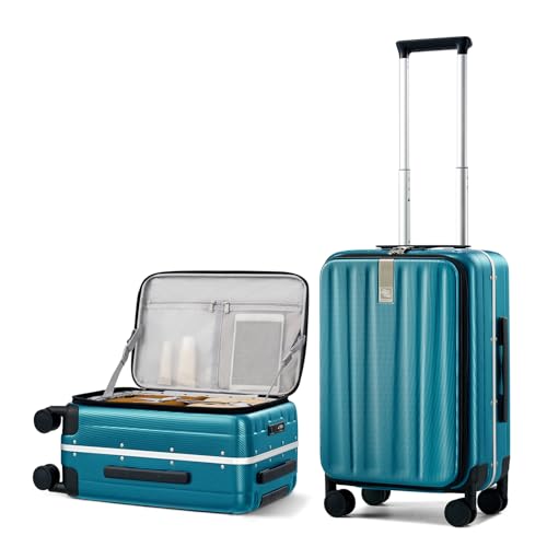 Hanke 20 Inch Carry On Luggage Hard Shell Top Opening Aluminum Frame Hardside Suitcase with Spinner Wheels, Durable Rolling Luggage for Men & Women Travel, Christmas & Birthday Gifts, Caribbean Blue - color: Caribbean Blue, size: 20 Inch