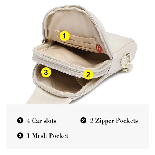 Haytijoe Small Anti Theft Crossbody Bag for Women Faux Leather Lightweight Sling Bags RFID Blocking Fanny Pack for Travel - color: Apricot Light