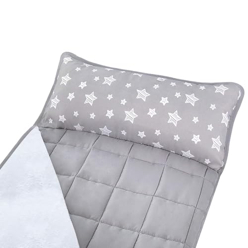 Toddler Nap Mat 2 Pack, Nap Mat for Kids Preschool, Daycare and Fleece Minky Blanket, Lightweight, Soft, Gray and Pink - color: Gray and Pink (Pack of 2)