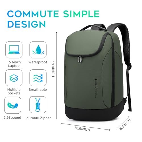BANGE Business Commute Backpack Waterproof fit 15.6 Inch adopt in Commute,Travel Durable Backpack (Green) - color: Green(no Charge Port)