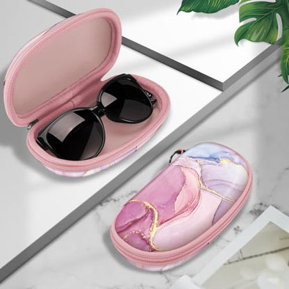Fintie Sunglasses Case with Carabiner, Hard Shell Shockproof Sport Glasses Cases Travel Zipper Eyeglasses Holder, Glittering Marble - color: Glittering Marble