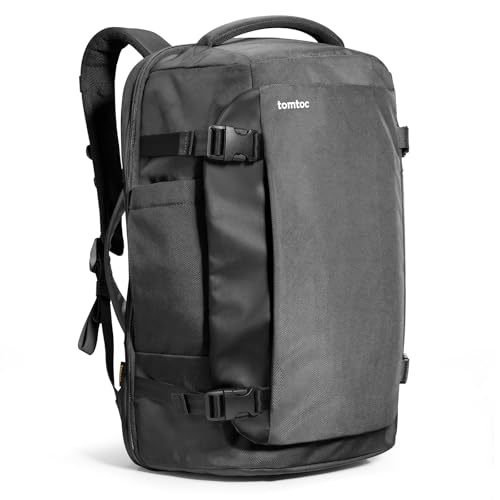 tomtoc Travel Backpack 40L, TSA Friendly Flight Approved Carry-on Luggage Hand Water-resistant Lightweight Business Rucksack, Durable Large Weekender Bag Daypack Fits 17.3 Inch Laptop, PFAS Free - color: Black, size: 40L