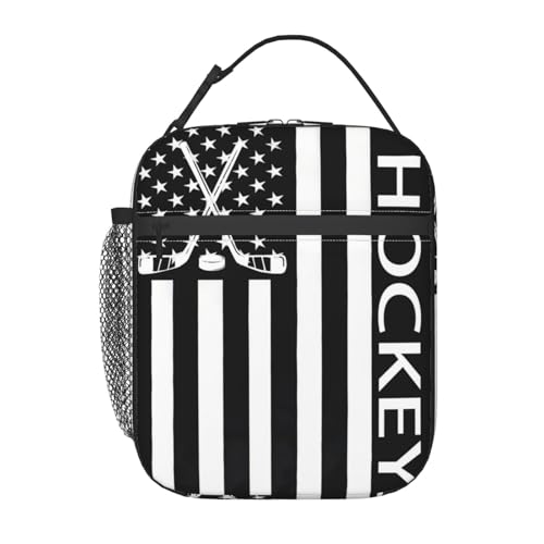 Hockey Flag Lunch Bag for Women Men Adults, Insulated Lunch Box for Work, Sports, Travel, Picnic,Hiking, Fishing, Ice Hockey Theme Lunchbox Gifts - color: Hockey