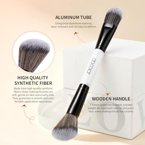 docolor Double Sided Makeup Brushes, 6Pcs Double Ended Eyeshadow Brush Set Professional Eye Makeup Brushes Set Foundation Eyeshadow Blending Eyebrow Travel Make Up Brushes Kits - color: White