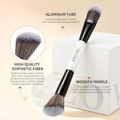 docolor Double Sided Makeup Brushes, 6Pcs Double Ended Eyeshadow Brush Set Professional Eye Makeup Brushes Set Foundation Eyeshadow Blending Eyebrow Travel Make Up Brushes Kits - color: White