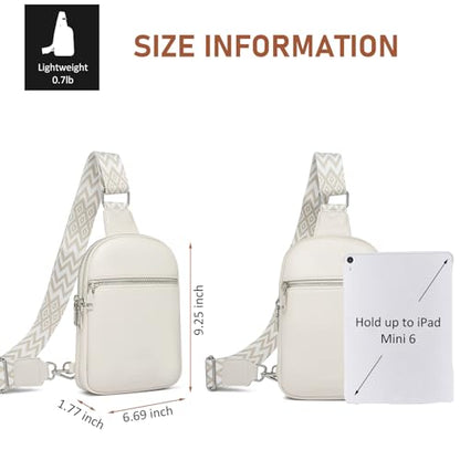 DIOMO Anti Theft Small Sling Bag for Women Cross Body Bag Trendy, RFID Fanny Packs Vegan Leather for Women Travel Belt Purse - color: 1-Beige Silver Zipper