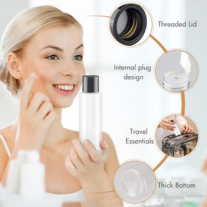 Clear 150ML/5OZ Travel Size Toiletries, 6 Pack Plastic Travel Bottles, Double Leak Proof Travel Size Containers for Shampoo, Lotion, Body Wash, Refillable Empty Travel Bottles with 6pcs Labels - color: Clear, size: 150ml(6pcs)