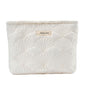 uekeboag White Quilted Cotton Makeup Pouch,Coquette Quilted Toiletry Bag for Women and Girls, Floral Coquette Organizer Bag, Aesthetic Travel Cosmetic Bags(03White Shells) - color: 03White Shells