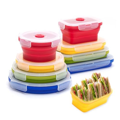 Collapsible Silicone Food Storage Container Set (MULTI COLOR) - color: MULTI COLOR