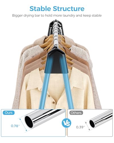 APEXCHASER Clothes Drying Rack Foldable, Stainless Steel Laundry Drying Rack Collapsible, Clothes Hanger for Sweater Baby Clothes Towel for Indoor & Outdoor, Portable Clothes Airer for Travel - size: 48 inch New