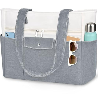 Beach Bags for Women Large Canvas Beach Tote with Zipper Wet Pocket, Waterproof Foldable Swim Pool Travel Tote Bags - color: Gray