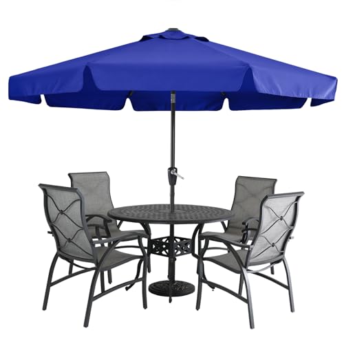 MASTERCANOPY 10ft Patio Umbrella with Valance, Crank and Tilt – 8 Ribs Outdoor Market Umbrella, UV/Fade Resistant, Waterproof Canopy with Wind Vent for Garden, Deck, Backyard, Pool (Blue) - color: Blue, size: 10FT