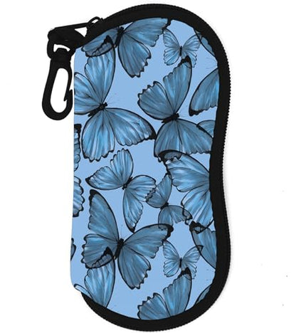 Sunglasses Case Soft Glasses Cases for Women Pouch Eyeglass Bag Eye Glass Kids Girls Sun Glasses Cute Kawaii - color: Blue Butterfly