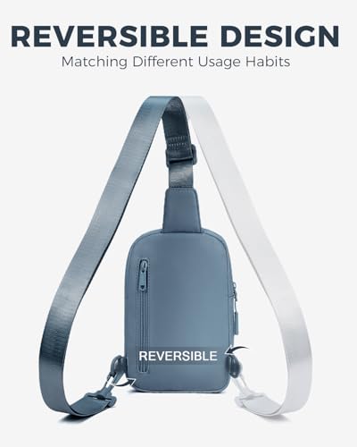 CHOLISS Small Crossbody Bags for Women and Men, Sling Bag for Women and Men Trendy, Fanny Packs Chest Bag with Extended Strap - color: Lake Blue